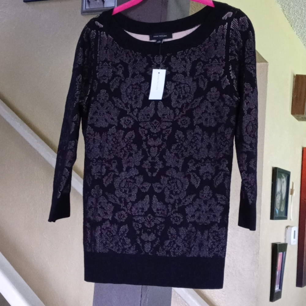 Ann Taylor Floral Pattern Peek-a-boo Blouse Top Women’s Sz M
